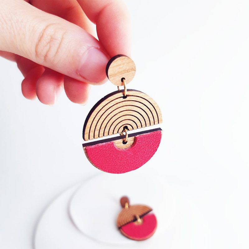 boucles d'oreilles en bois en forme de cercle bijoux en bois MARTHO modèle HORBIT H2