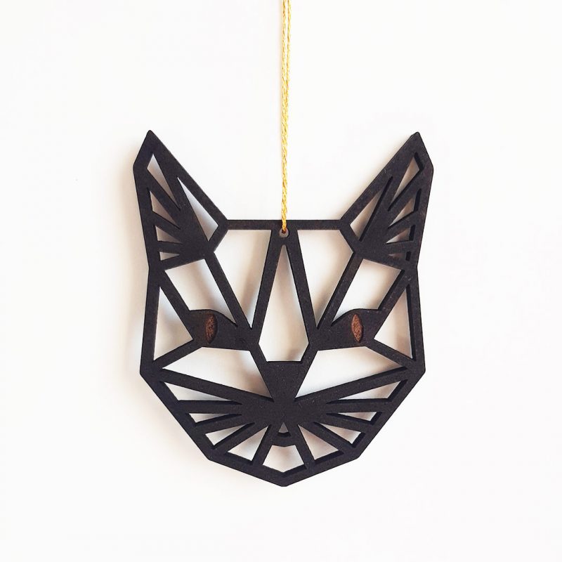 décoration chat noir en bois fait par Martho