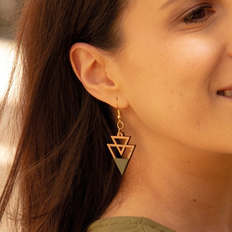bijoux en bois et boucles d'oreilles en bois, boucles d'oreilles en cuir, MARTHO