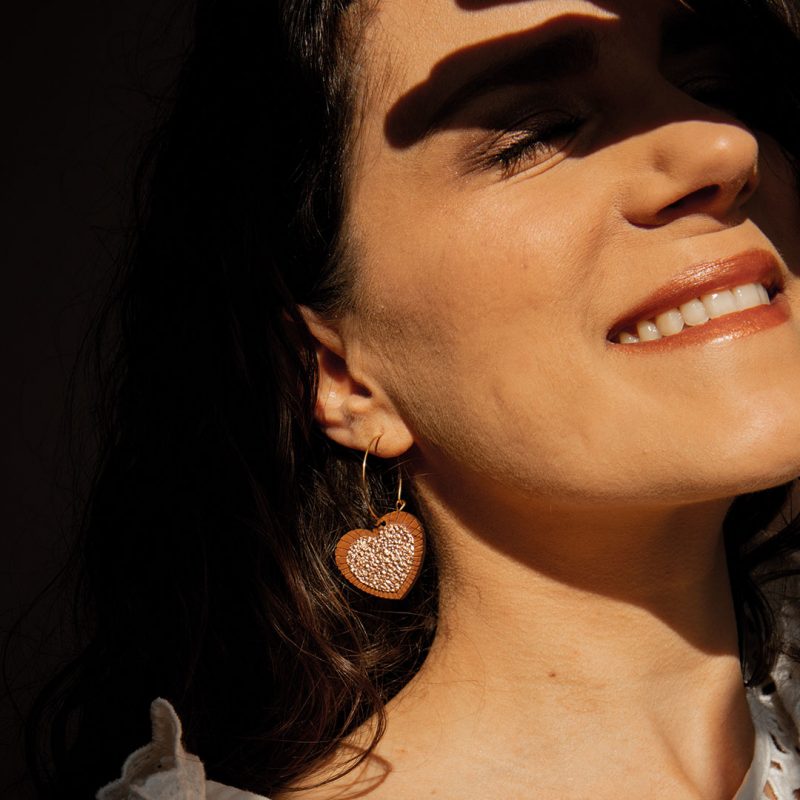 bijoux en bois et boucles d'oreilles en bois, boucles d'oreilles en cuir, MARTHO