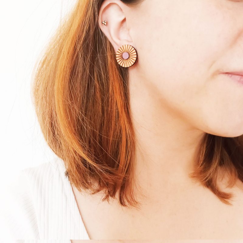 Boucles d'oreilles en bois et cuir, bijoux en cuir ou simili cuir upcyclé, bijoux en bois MARTHO, PUPIL