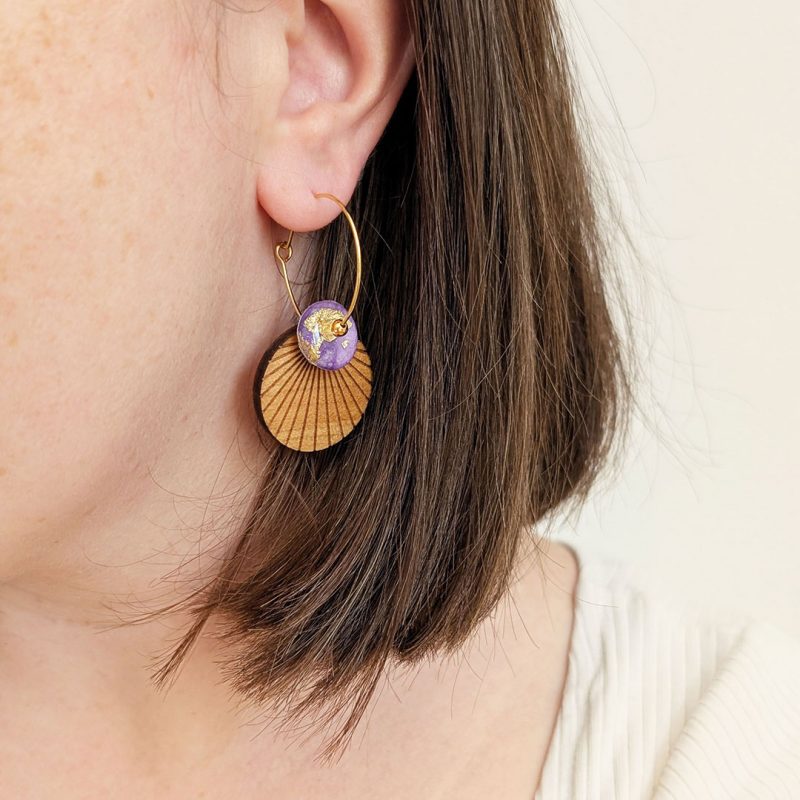 boucles d'oreilles en bois et bijoux en bois, bijoux fait main, Martho, Minoë, HANA