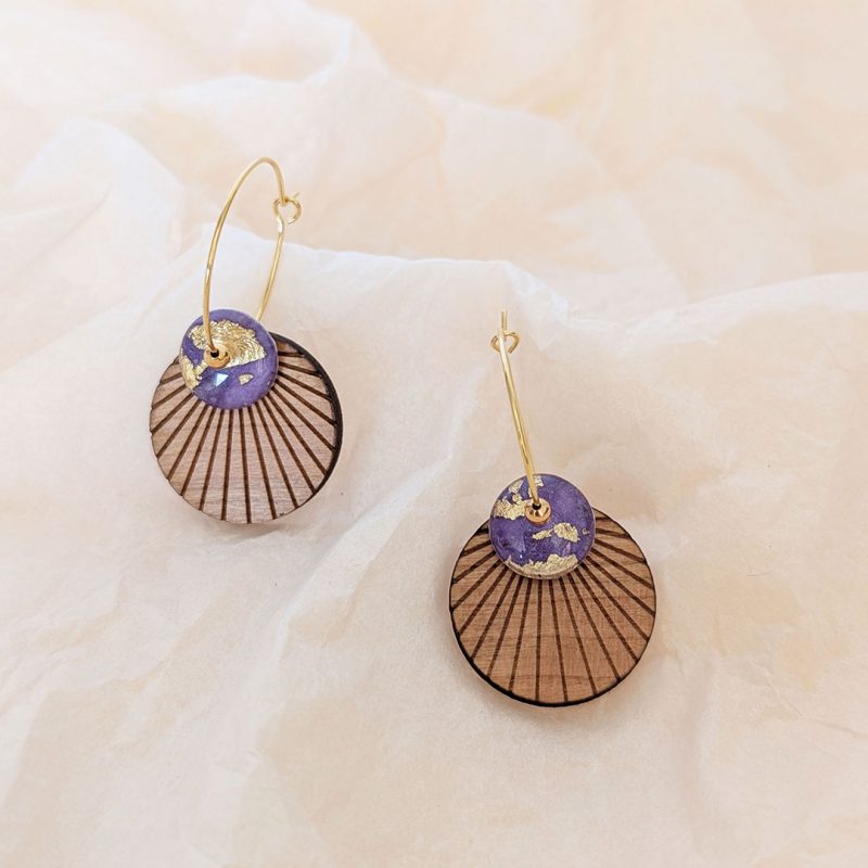 boucles d'oreilles en bois et bijoux en bois, bijoux fait main, Martho, Minoë, HANA