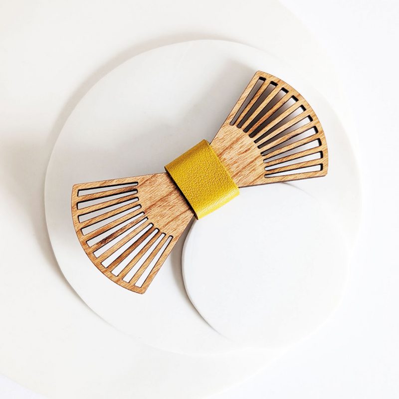Barrette en bois et cuir et simili cuir, bijoux en bois, MARTHO