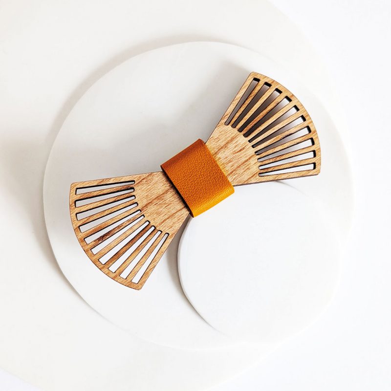 Barrette en bois et cuir et simili cuir, bijoux en bois, MARTHO