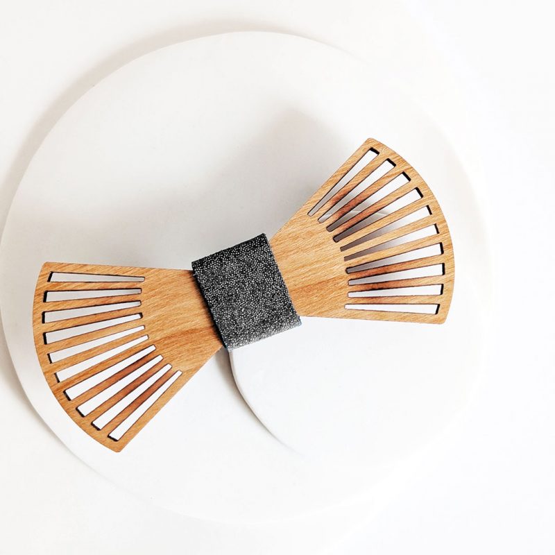 Barrette en bois et cuir et simili cuir, bijoux en bois, MARTHO