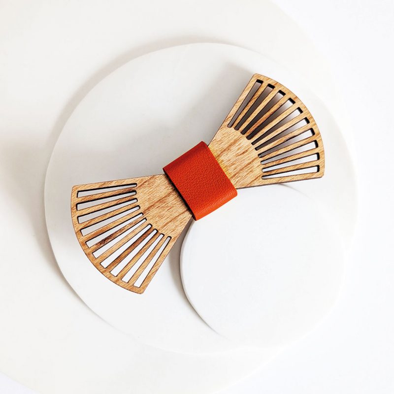 Barrette en bois et cuir et simili cuir, bijoux en bois, MARTHO