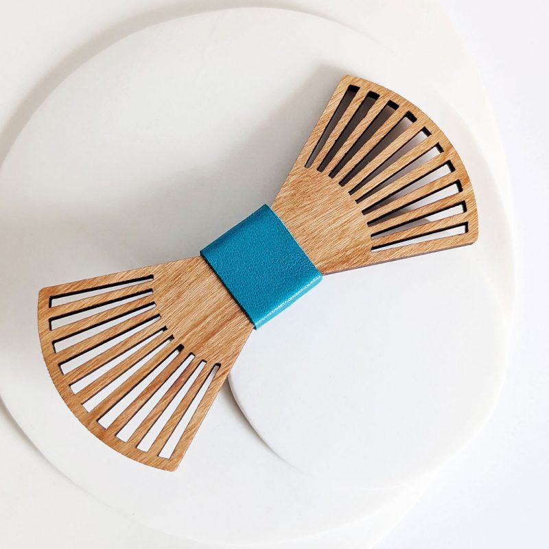 Barrette en bois et cuir et simili cuir, bijoux en bois, MARTHO