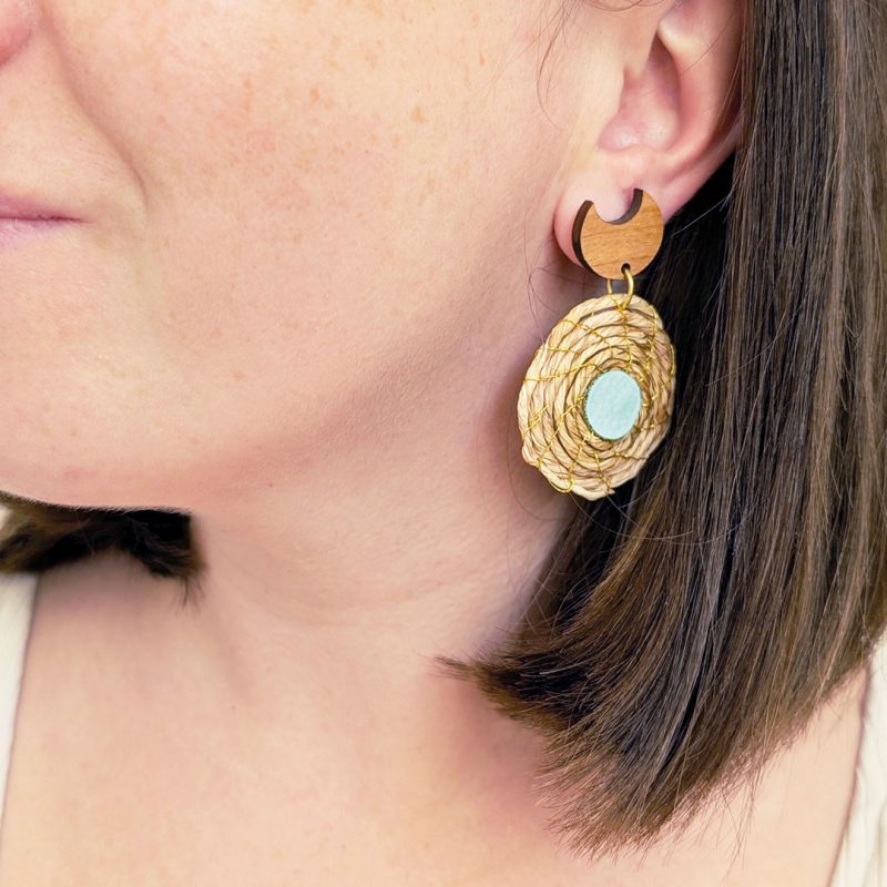 bijoux vannerie, bijoux en cuir, bijoux en bois, LIRIS coloré, MARTHO