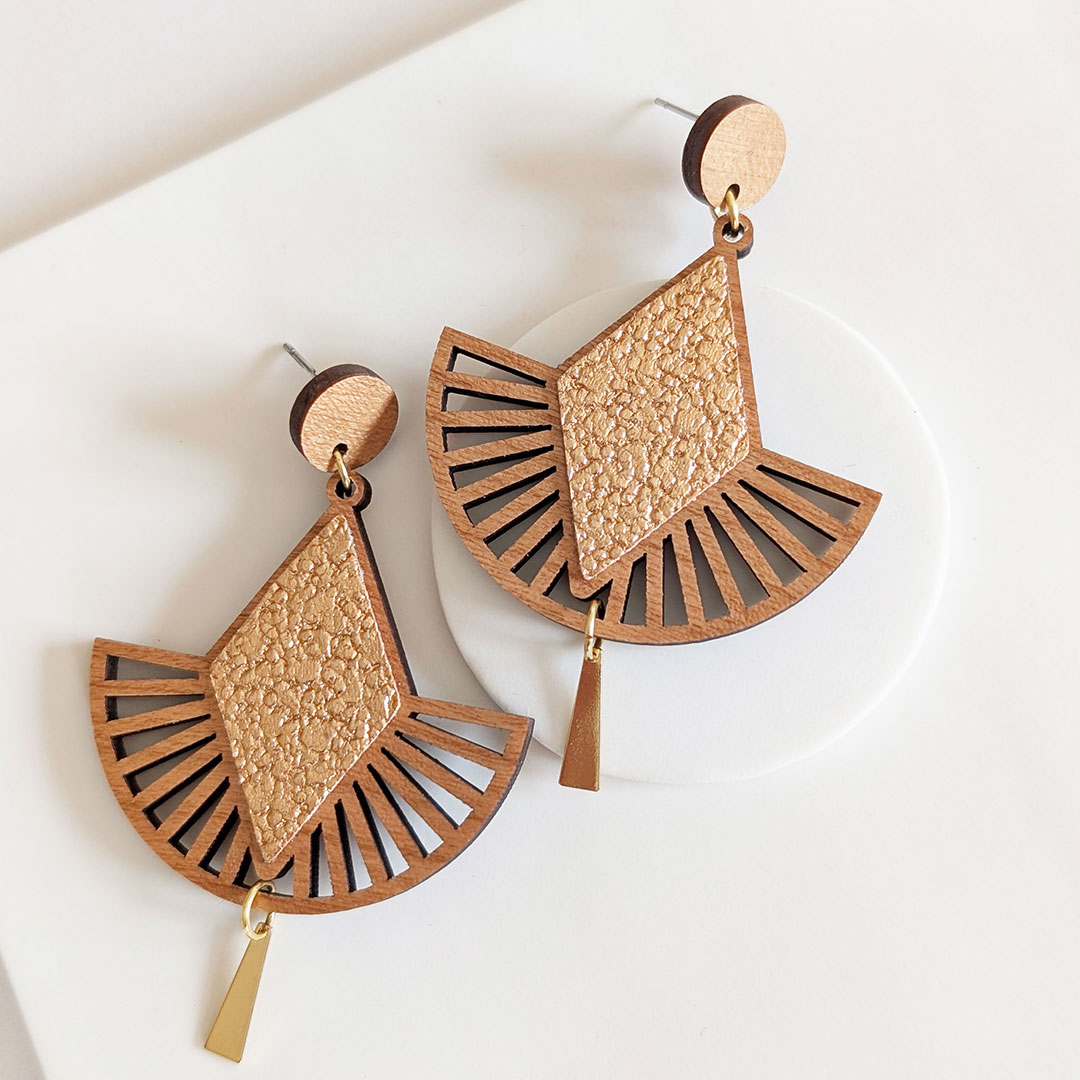 boucles d'oreilles en bois, bijoux en bois, création artisanale, MALLOW