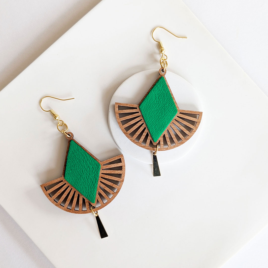 boucles d'oreilles en bois, bijoux en bois, création artisanale, MALLOW