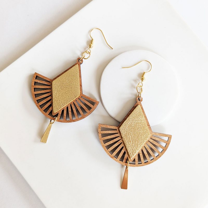 boucles d'oreilles en bois, bijoux en bois, création artisanale, MALLOW