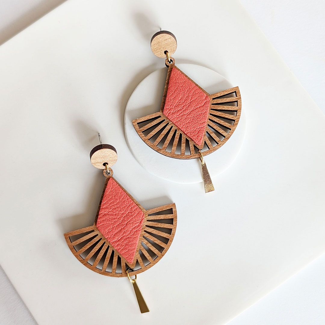 boucles d'oreilles en bois, bijoux en bois, création artisanale, MALLOW