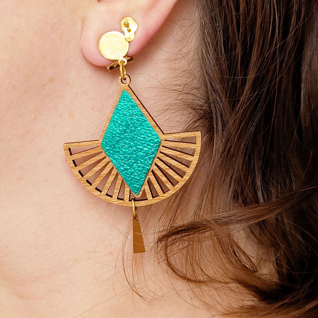 boucles d'oreilles clip pour oreilles non percées, bijoux clip pour oreilles non percées, bijoux cuir, MALLOW