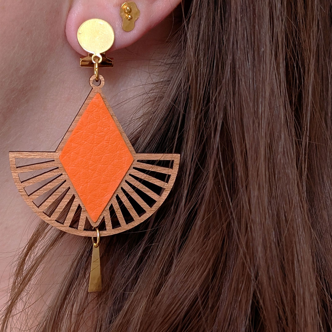 boucles d'oreilles clip pour oreilles non percées, bijoux clip pour oreilles non percées, bijoux cuir, MALLOW