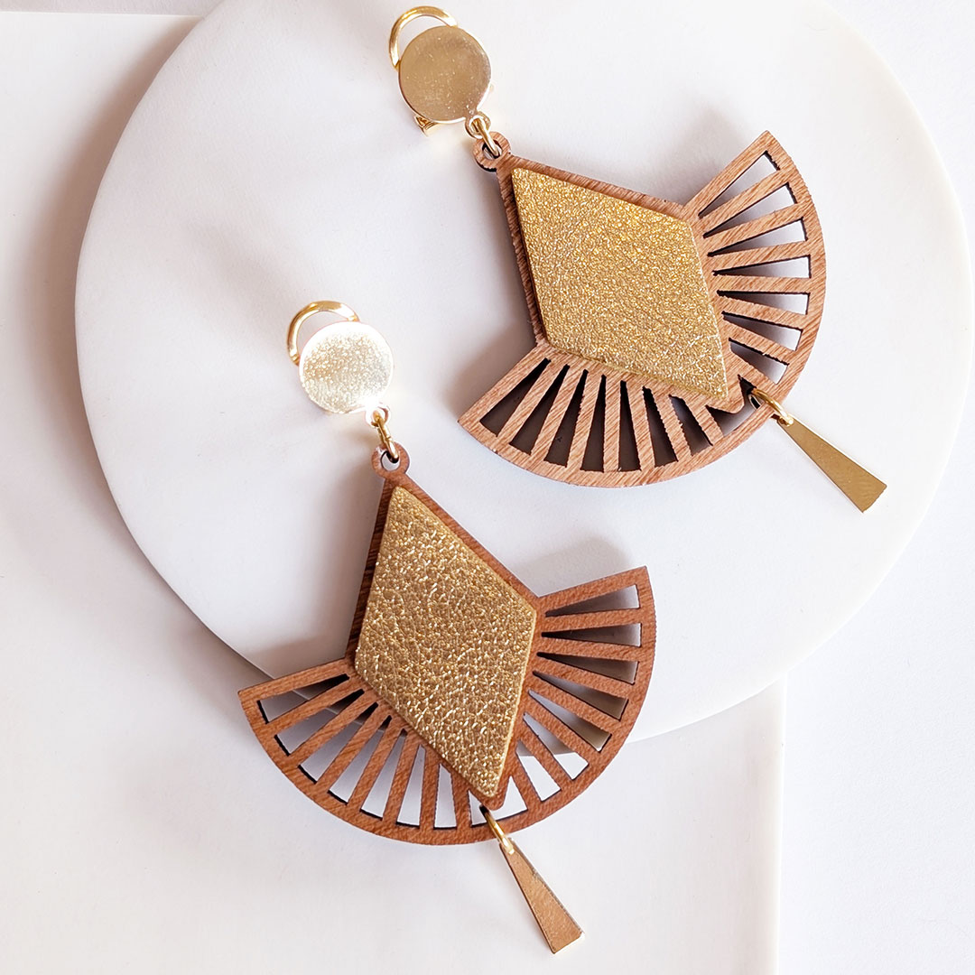 boucles d'oreilles clip pour oreilles non percées, bijoux clip pour oreilles non percées, bijoux cuir, MALLOW