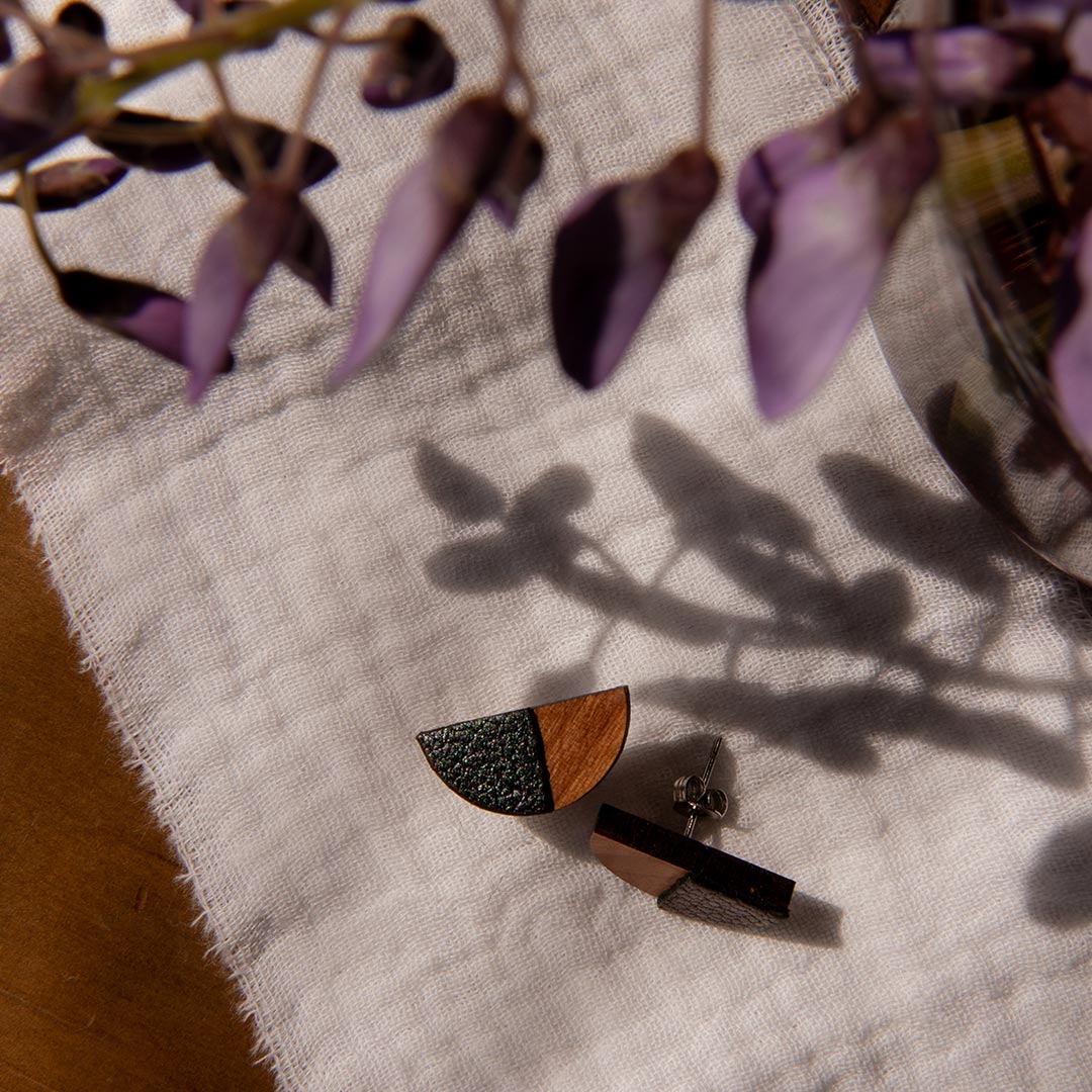bijoux en bois, boucles d'oreilles en bois, bijoux cuir, boucles d'oreilles en cuir, MARTHO