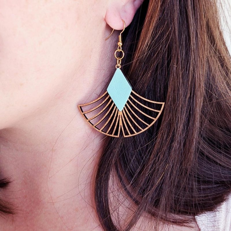 bijoux ginkgo, boucles d'oreilles ginkgo, bijoux en bois, boucles d'oreilles bois, GINKGO, MARTHO