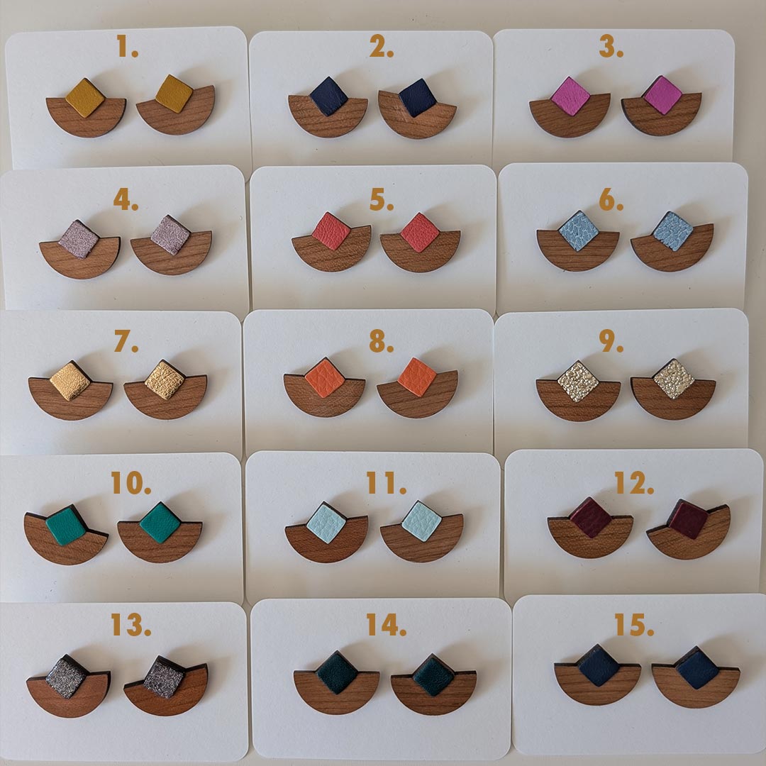 bijoux en bois, boucles d'oreilles en bois, bijoux fait main, Martho