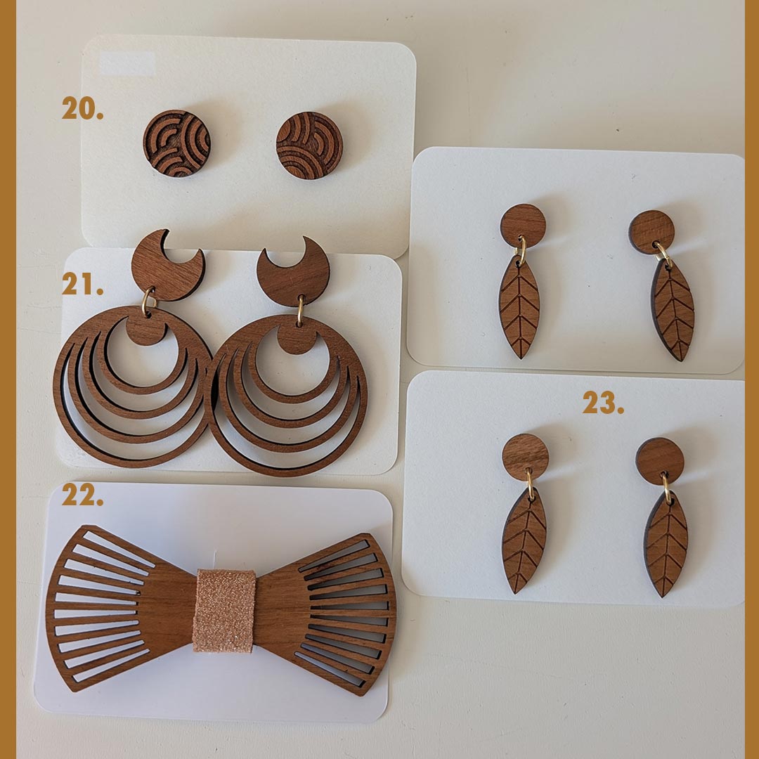 bijoux en bois, boucles d'oreilles en bois, bijoux fait main, Martho