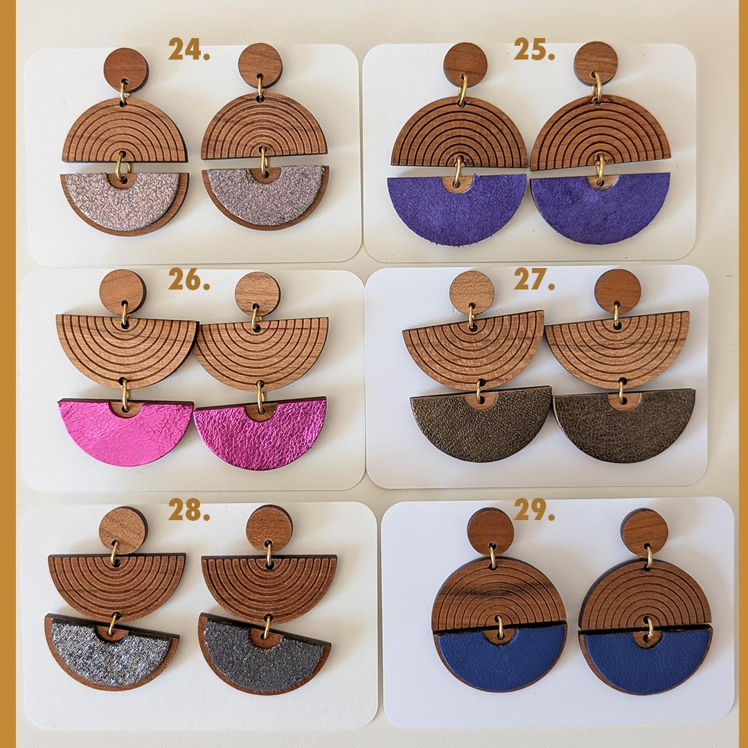 bijoux en bois, boucles d'oreilles en bois, bijoux fait main, Martho