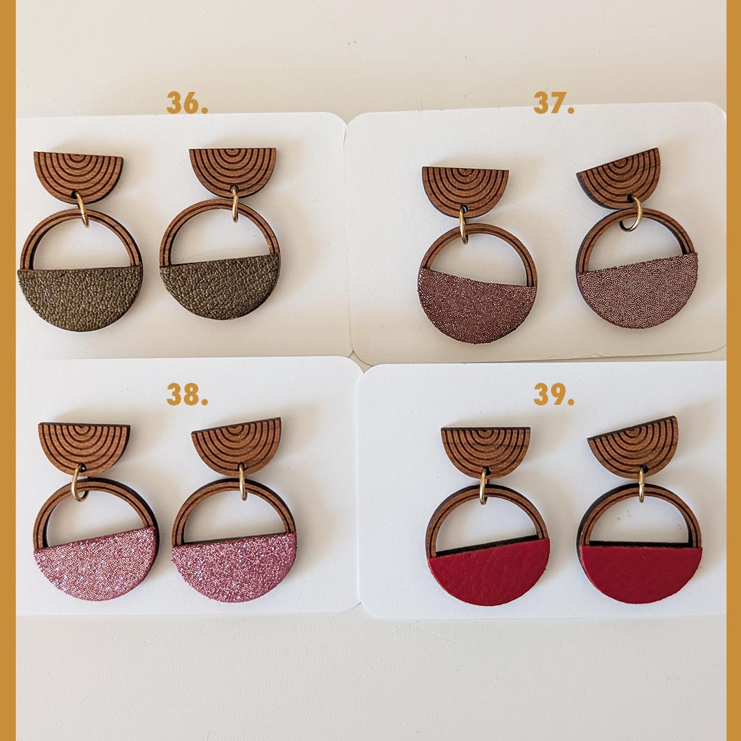 bijoux en bois, boucles d'oreilles en bois, bijoux fait main, Martho